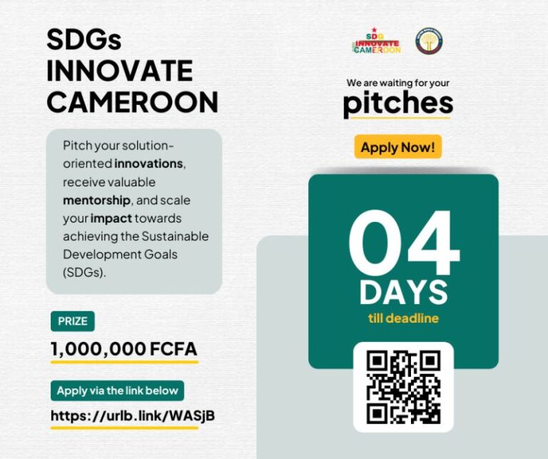 4 Days Count Down to deadline for Pitch Registration for SDG INNOVATE CAMEROON 2025 IMAGE